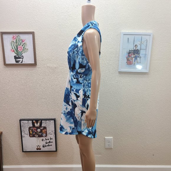 Lulu's Sexy Deep Plunge Fitted Floral Mini Dress L - Picture 4 of 6